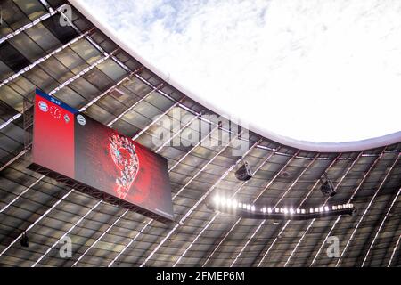 Anzeigetafel mit 9 Meisterschaften Bayern München - Borussia Mönchengladbach 07.05.2021, Fussball, 1. Bundesliga, Saison 2020/21 Foto: Moritz Müller Foto Stock