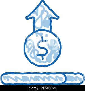 Moneta Cash Dollar crescente doodle icona mano disegnata illustrazione Illustrazione Vettoriale