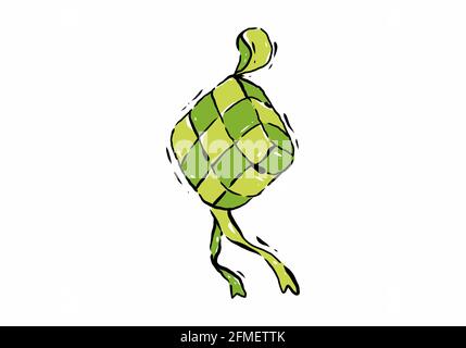 Disegno di illustrazione digitale del ketupat verde disegno Illustrazione Vettoriale