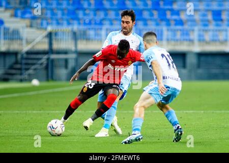 Amath Ndiaye in azione durante Malaga CF vs RCD Mallorca di la Liga Smartbank 2020/21 partita allo stadio la Rosaleda.(Punteggio finale; Malaga CF 1:1 RCD Mallorca) (Foto di Jose Antonio Carmona / SOPA Images/Sipa USA) Foto Stock