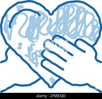 Volontari Support mano tenere doodle icona doodle mano illustrazione disegnata Illustrazione Vettoriale