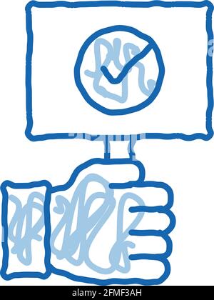 Tavoletta con lancetta con lancetta approvata disegnata a mano illustrazione Illustrazione Vettoriale