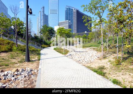 M+ Museum, un museo d'arte contemporanea nel distretto culturale di West Kowloon (WKCD), Hong Kong, in fase di completamento. Foto Stock