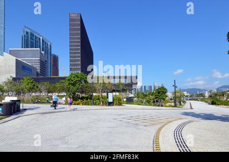 M+ Museum, un museo d'arte contemporanea nel distretto culturale di West Kowloon (WKCD), Hong Kong, in fase di completamento. Foto Stock