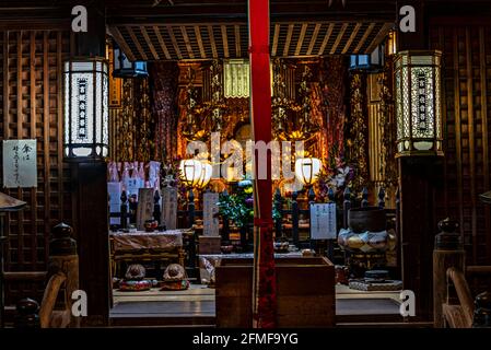 Nan'endo, padiglione del tempio di Kofuku-ji di notte, Nara, Giappone. Patrimonio dell'umanità dell'UNESCO. Foto Stock