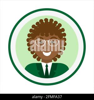 Avatar uomo. Bel ritratto dell'uomo afroamericano Illustrazione Vettoriale