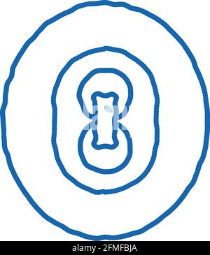 Cricket Field Markup doodle icona disegnata a mano illustrazione Illustrazione Vettoriale