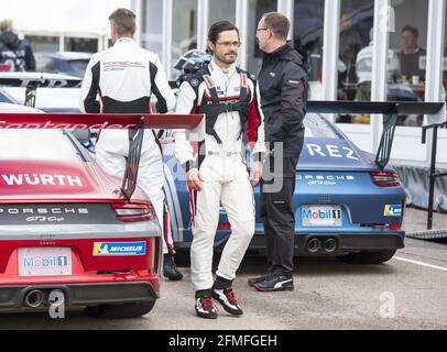 Il principe Carlo Filippo di Svezia guida la Porsche Carrera Cup Scandinavia sul Ring Knutstorp, a Kagerod, Svezia, il 08 maggio 2021. Foto di Johan Valkonen/Stella Pictures/ABACAPRESS.COM Foto Stock