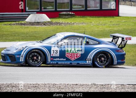 Il principe Carlo Filippo di Svezia guida la Porsche Carrera Cup Scandinavia sul Ring Knutstorp, a Kagerod, Svezia, il 08 maggio 2021. Foto di Johan Valkonen/Stella Pictures/ABACAPRESS.COM Foto Stock