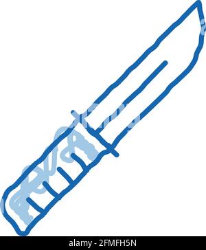Simbolo coltello da campeggio icona doodle illustrazione disegnata a mano Illustrazione Vettoriale