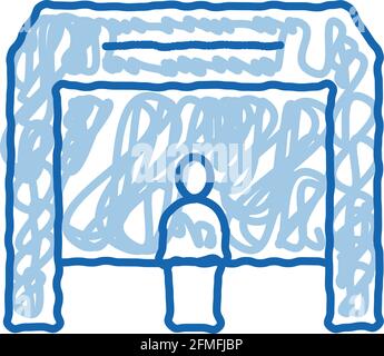 Nastro di finitura persona croci linea di finitura doodle icona disegnata a mano illustrazione Illustrazione Vettoriale