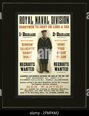 Royal Naval Division poster di reclutamento Foto Stock