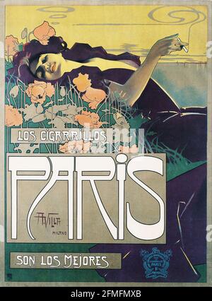 Aleardo Villa - Cigarrillos Parigi. Los Cigarillos Parigi. Figlio Los Mejores. Pubblicità per sigarette. Foto Stock