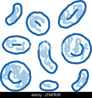 Icona degli eritrociti nel sangue doodle illustrazione disegnata a mano Illustrazione Vettoriale