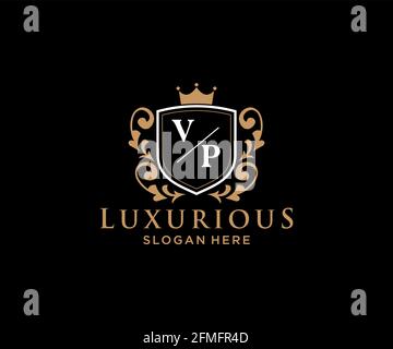 Modello VP Letter Royal Luxury Logo in Vector Art per Ristorante, Royalty, Boutique, Cafe, Hotel, Araldica, Gioielli, Moda e altri vettori illustratore Illustrazione Vettoriale