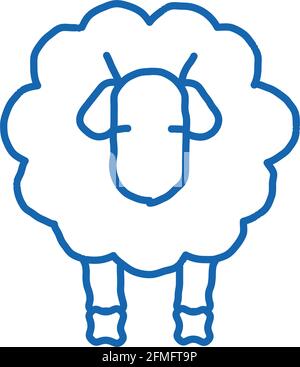 Agnello di pecora agnello animale icona doodle mano illustrazione disegnata Illustrazione Vettoriale
