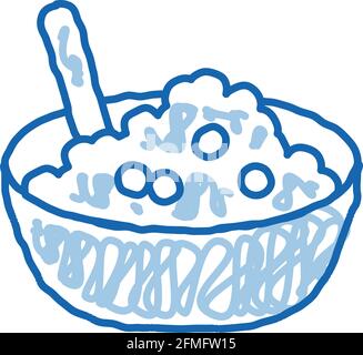 Icona di caviar piatto ciotola doodle illustrazione disegnata a mano Illustrazione Vettoriale