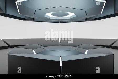 vetrina di prodotti futuristici podio rappresentazione 3d Foto Stock