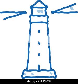 Faro Beacon doodle icona disegnata a mano illustrazione Illustrazione Vettoriale