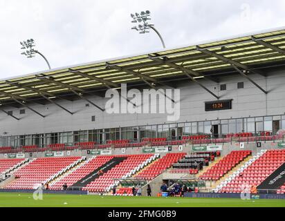 Leigh, Regno Unito. 09 maggio 2021. Vista generale all'interno del terreno prima della partita della Womens Super League tra Manchester United ed Everton al Leigh Sports Village a Leigh, Inghilterra. Credit: SPP Sport Press Photo. /Alamy Live News Foto Stock