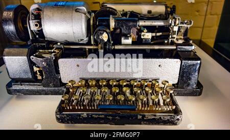 Telestampante Creed modello 7b visualizzata a Bletchley Park Foto Stock