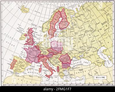 Mappa d'epoca degli anni '30. Foto Stock