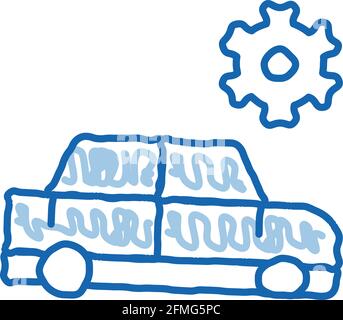 Icona del doodle dell'automobile rotto illustrazione disegnata a mano Illustrazione Vettoriale