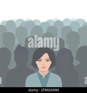 persona in folla, gruppo di persone, leadership aziendale Illustrazione Vettoriale