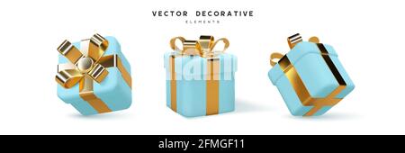 Set di confezioni regalo 3d. Illustrazione Vettoriale