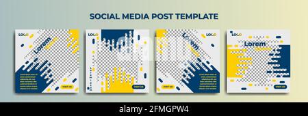 Modello di storia dei social media. Template post blu e giallo per annunci. Design del layout della copertina per il settore aziendale Illustrazione Vettoriale