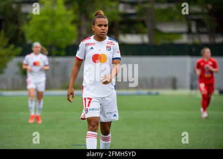 Nikita Parris dell'Olympique Lyonnais reagisce durante la partita di calcio del campionato francese delle donne D1 Arkema tra GPSO 92 Issy e Olympique Lyonnais il 9 maggio 2021 allo stadio le Gallo di Boulogne-Billancourt, Francia - Foto Melanie Laurent / A2M Sport Consulting / DPPI Foto Stock