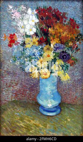 Vincent van Gogh opera intitolata Fiori in un vaso blu o vaso con Daisie e Anenomi. Dipinto nel giugno 1887. Foto Stock