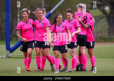 Milngavie, Regno Unito. 09 maggio 2021. OBIETTIVO! - Priscila Chinchilla (21) del Glasgow City FC celebra qui l'obiettivo durante la Scottish Building Society Scottish Women's Premier League 1 Fixture Rangers FC Vs Glasgow City, Rangers Training Complex, Milngavie, East Dunbartonshire. 09/05/2021 | Credit: Colin Poultney/Alamy Live News Foto Stock