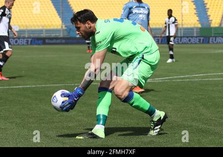 Marco Sportiello (Atalanta Bergamasca Calcio spa) durante la Serie Italiana UNA partita di calcio Parma vs Atalanta allo stadio Ennio Tardini di Parma, 09 maggio 2021. PH. Stringer/LM Foto Stock