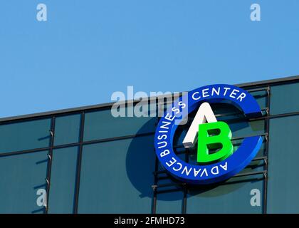 Logo Advance Business Center sulla costruzione di uffici del gruppo GTC presso il Sofia Business Park di Sofia, Bulgaria, Europa, UE Foto Stock