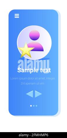 l'icona dell'account seguente consente di firmare l'utente preferito con la stella attivata schermo dello smartphone verticale Illustrazione Vettoriale