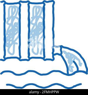 fuoriuscita di sostanze nocive nell'icona della pozza d'acqua disegnata a mano illustrazione Illustrazione Vettoriale