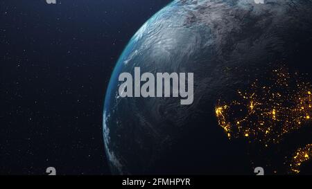 rendering 3d della terra vista dallo spazio Foto Stock