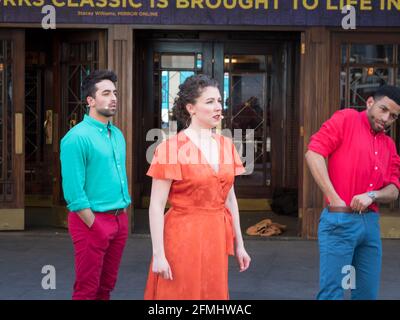 Dominion Theatre Outdoor Prove con Denise Van Houten per la produzione del Principe d'Egitto, Londra Foto Stock