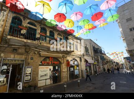 Via Yoel Moshe Salomon a Nahalat Shiva'a, Gerusalemme. Foto Stock