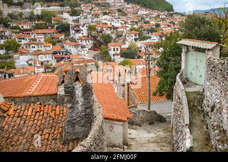 Vecchie case nella città vecchia di Mugla, Turchia Foto Stock