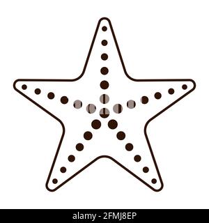 Simbolo stella marina per logo, web design, adesivi, stampe. Icona di un piatto di animali marini, linea sottile Illustrazione Vettoriale
