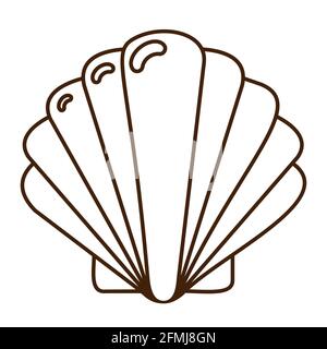 Simbolo di molluschi per logo, web design, adesivi, stampe. Icona piatta Oyster, linea sottile Illustrazione Vettoriale