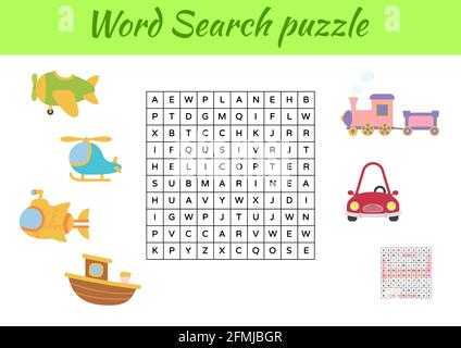 Puzzle di ricerca di parola modello di gioco di animali per bambini con immagini. Versione stampabile del foglio di lavoro attività per bambini. Gioco educativo per studiare l'inglese Illustrazione Vettoriale