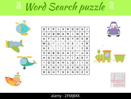 Puzzle di ricerca di parola modello di gioco di animali per bambini con immagini. Versione stampabile del foglio di lavoro attività per bambini. Gioco educativo per studiare l'inglese Illustrazione Vettoriale