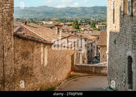 Centro storico di Gubbio, Umbria, Italia Foto Stock