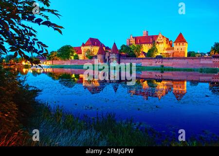 Polonia, Malbork, castello, panorama, pomerania voivodato. Foto Stock