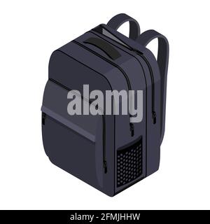 Zaino da scuola. Zaino per scolari, studenti, viaggiatori e turisti. Back to School zaino illustrazioni vettoriali isolato su bianco. Illustrazione Vettoriale