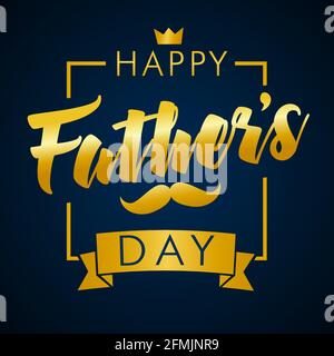Felice giorno del padre scuro e oro cartolina colori. Buon giorno dei Padri congrati creativi. Font pennello delizioso poster, elementi calligrafici. Abstr. Isolato Illustrazione Vettoriale