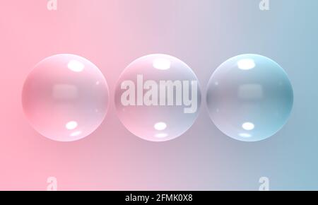 Astratto gradiente sfondo rosa e blu fila di palline. rendering 3d Foto Stock